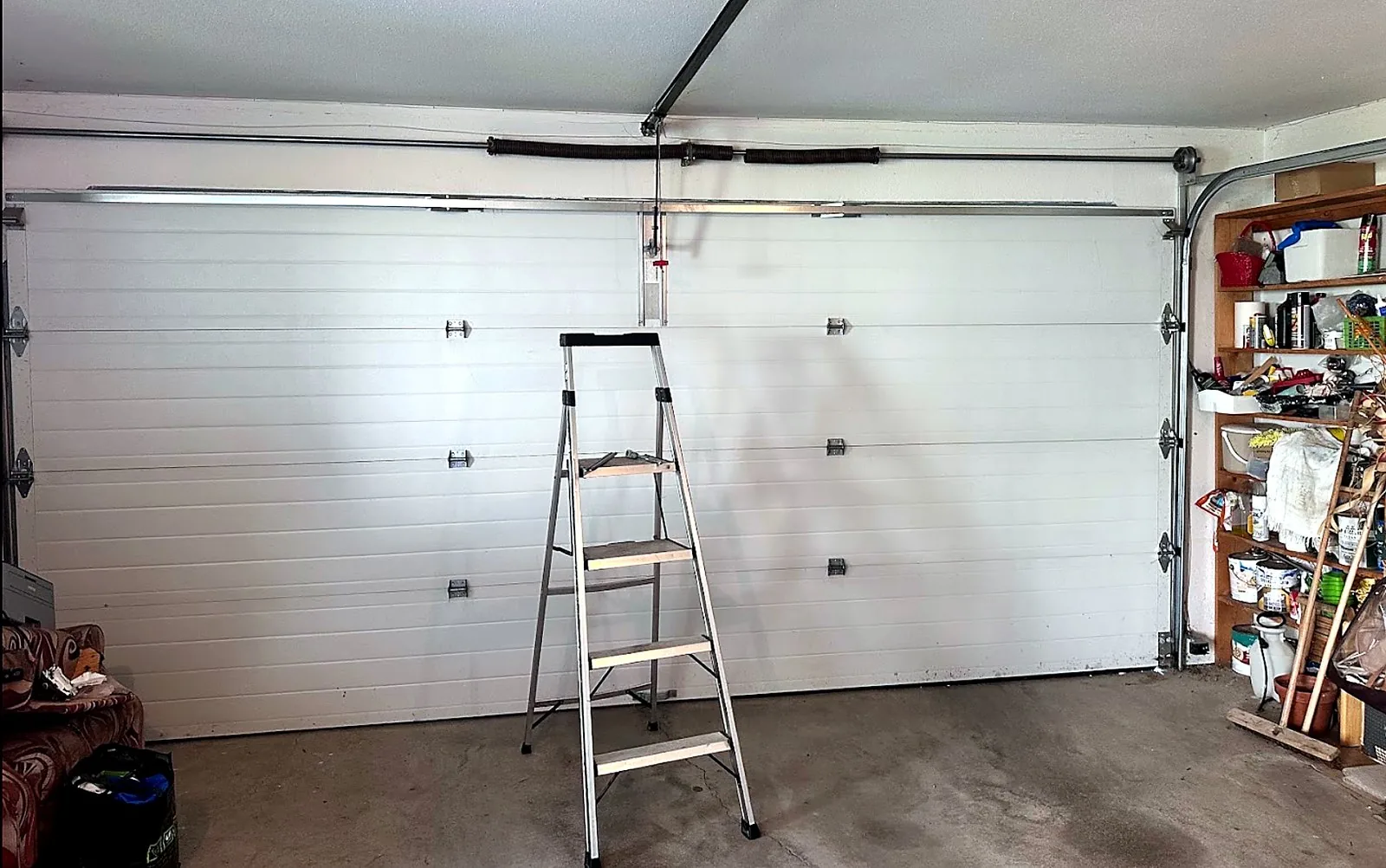 Wide view of a newly installed garage door in the Lower Mainland