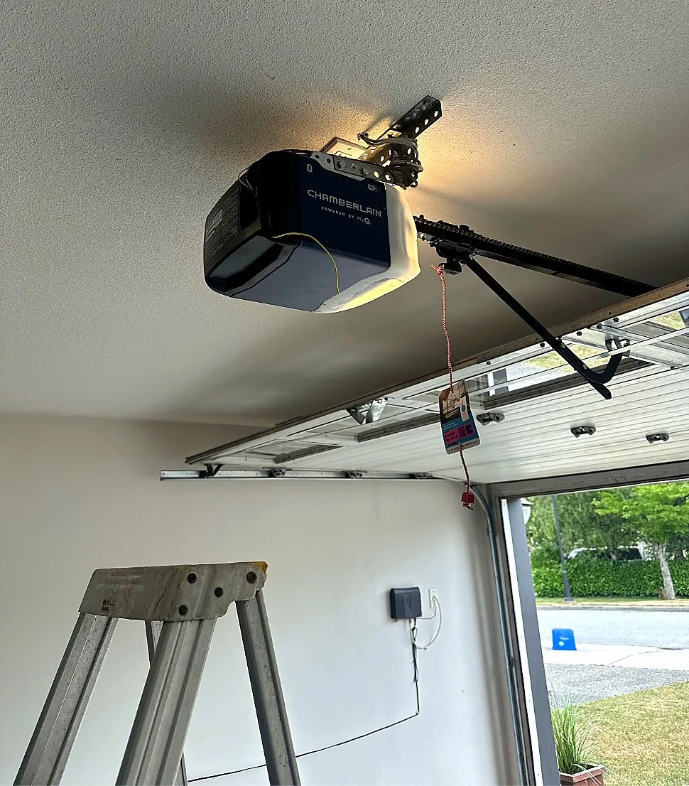 Garage door opener viewed from an alternate angle